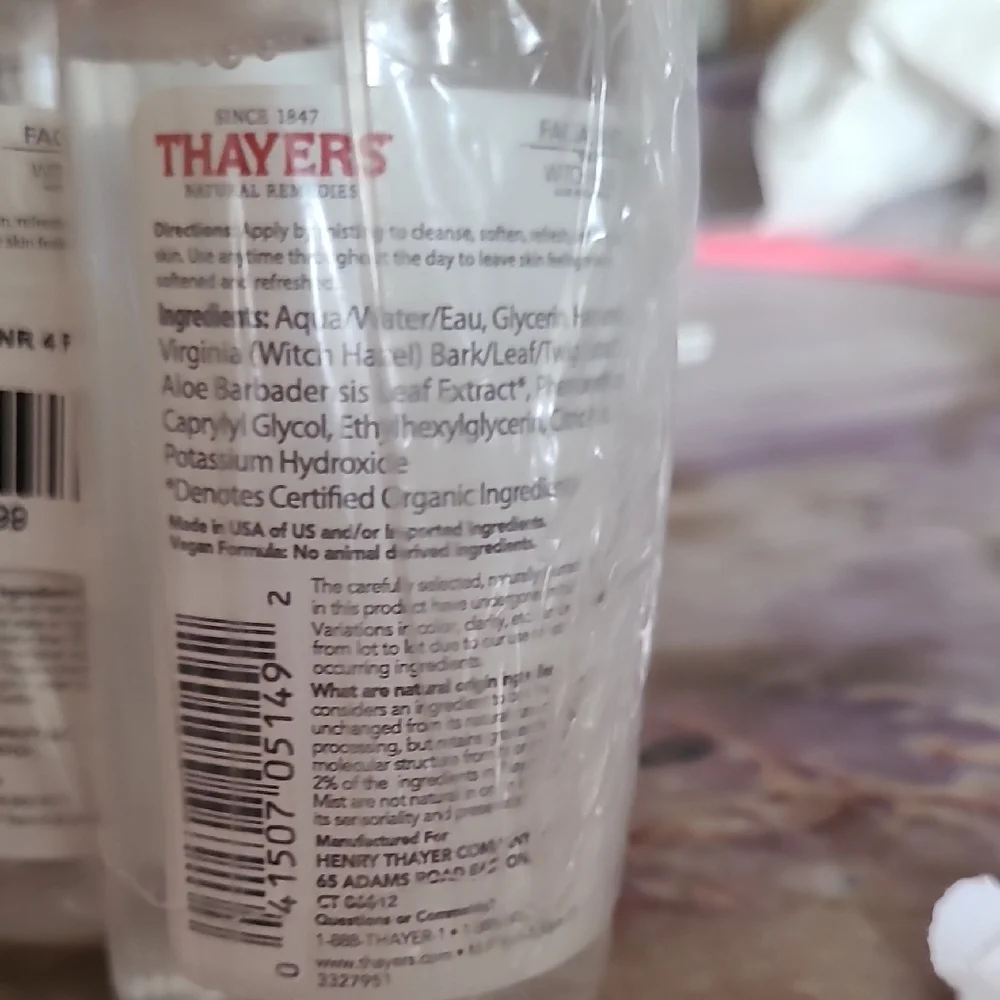 Thayers Unscented Witch Hazel Facial Mist - 4 oz Each- Pack of 3 - ALCOHOL FREE